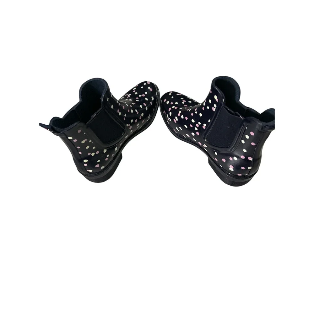 Isaac Mizrahi Live Polka Dot Rain Boots Navy Pink White‎ Chelsea Ankle Boots 7